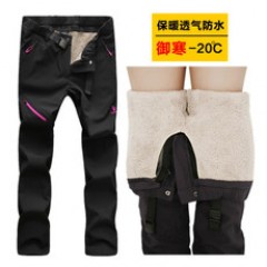 加厚羊羔绒保暖登山裤滑雪裤